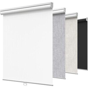 GENIMO Cordless Roller Shade Blind White Jacquard 25" W x 72" L Room Darkening